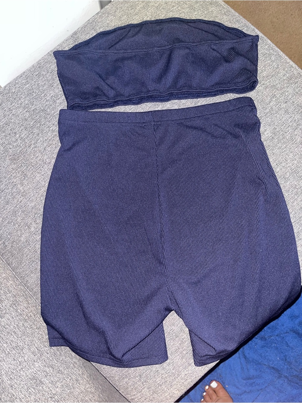 Blue Bandeau and Biker Short Set